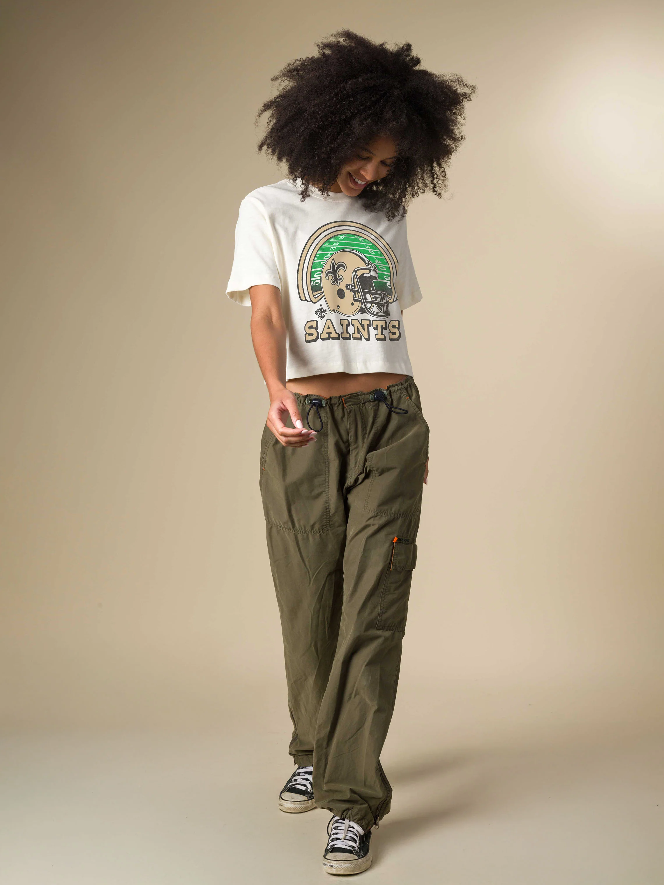 Women's New Orleans Saints Game Time Mock Neck Crop Tee - Image 3
