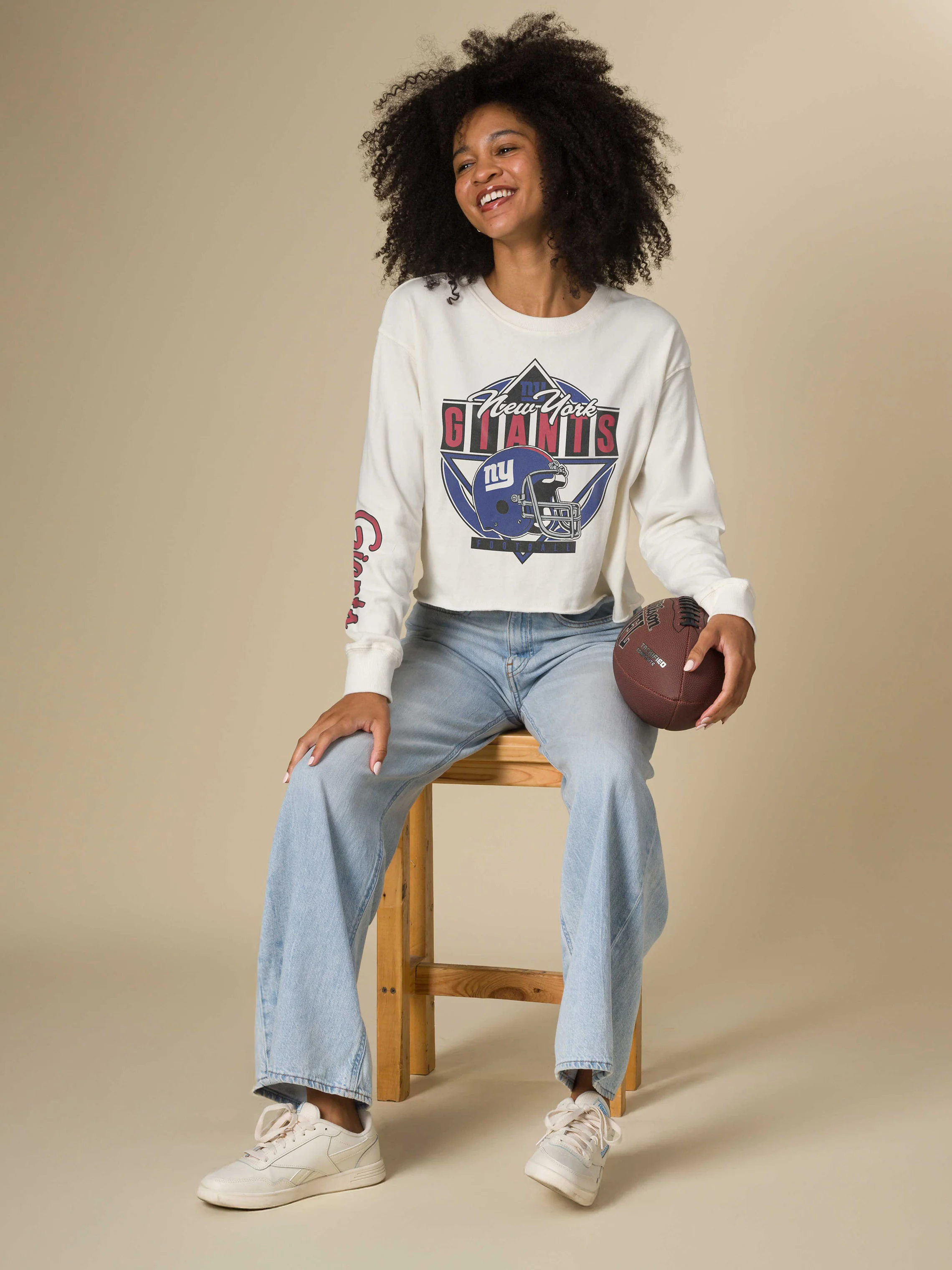 Women's New York Giants Helmet Crop Fleece - Image 2