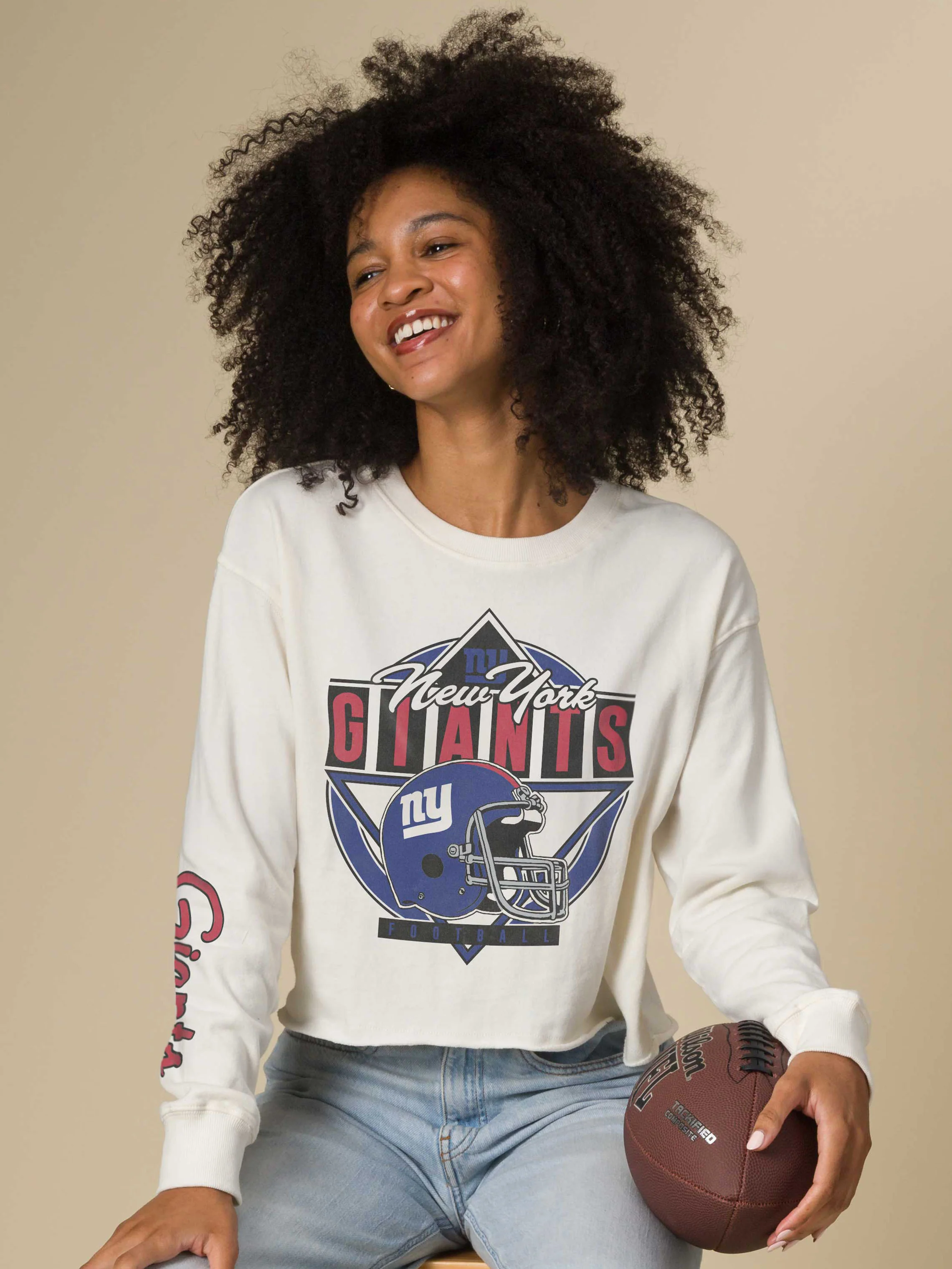Women's New York Giants Helmet Crop Fleece - Image 3