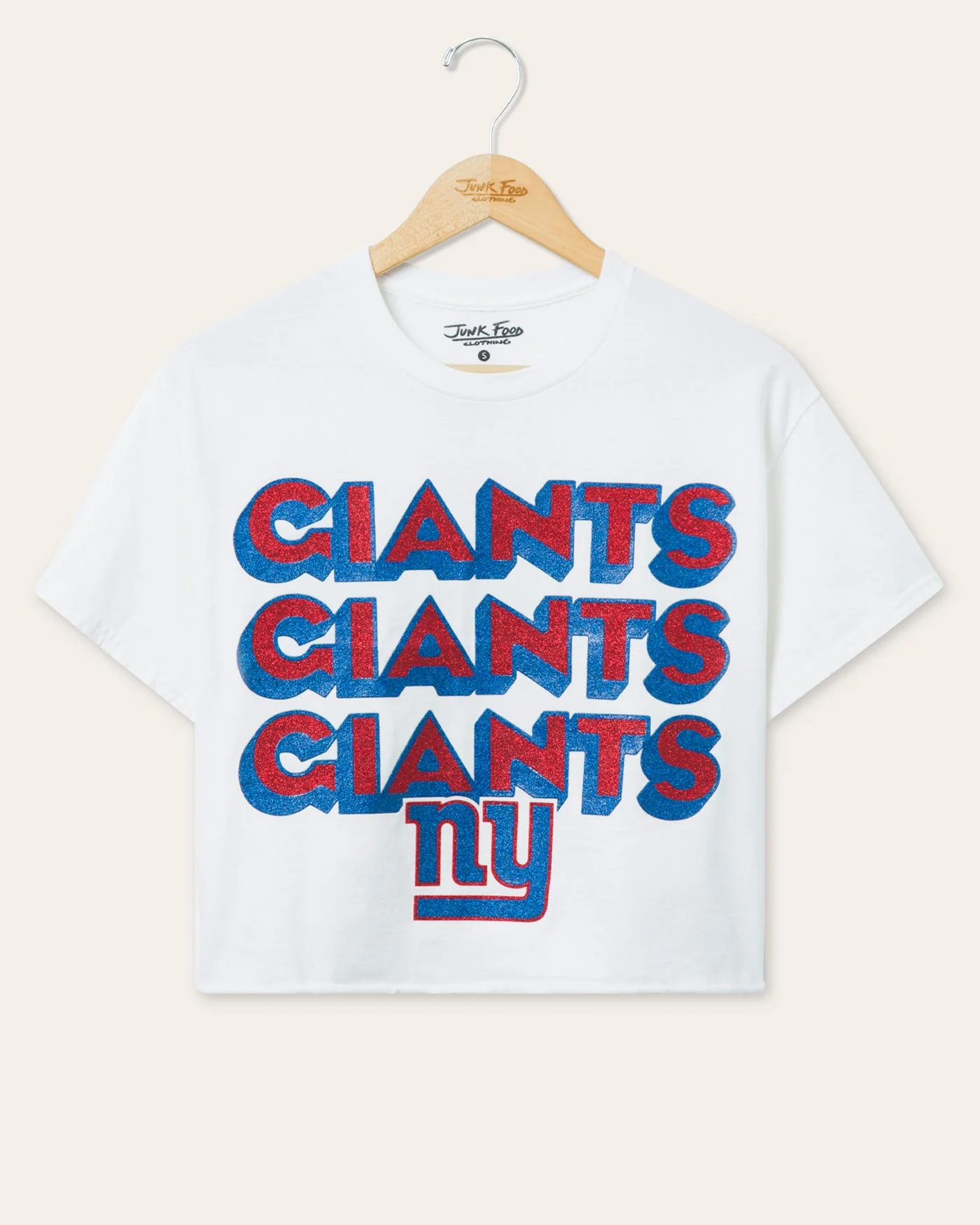 Women's New York Giants Repeat Glitter Flea Market Crop Tee