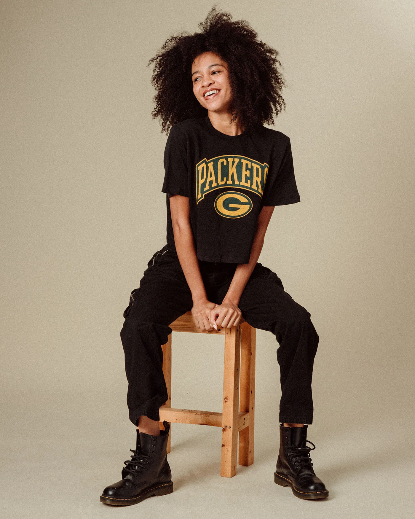 Women's Green Bay Packers Blitz Mock Neck Crop Tee - Image 2