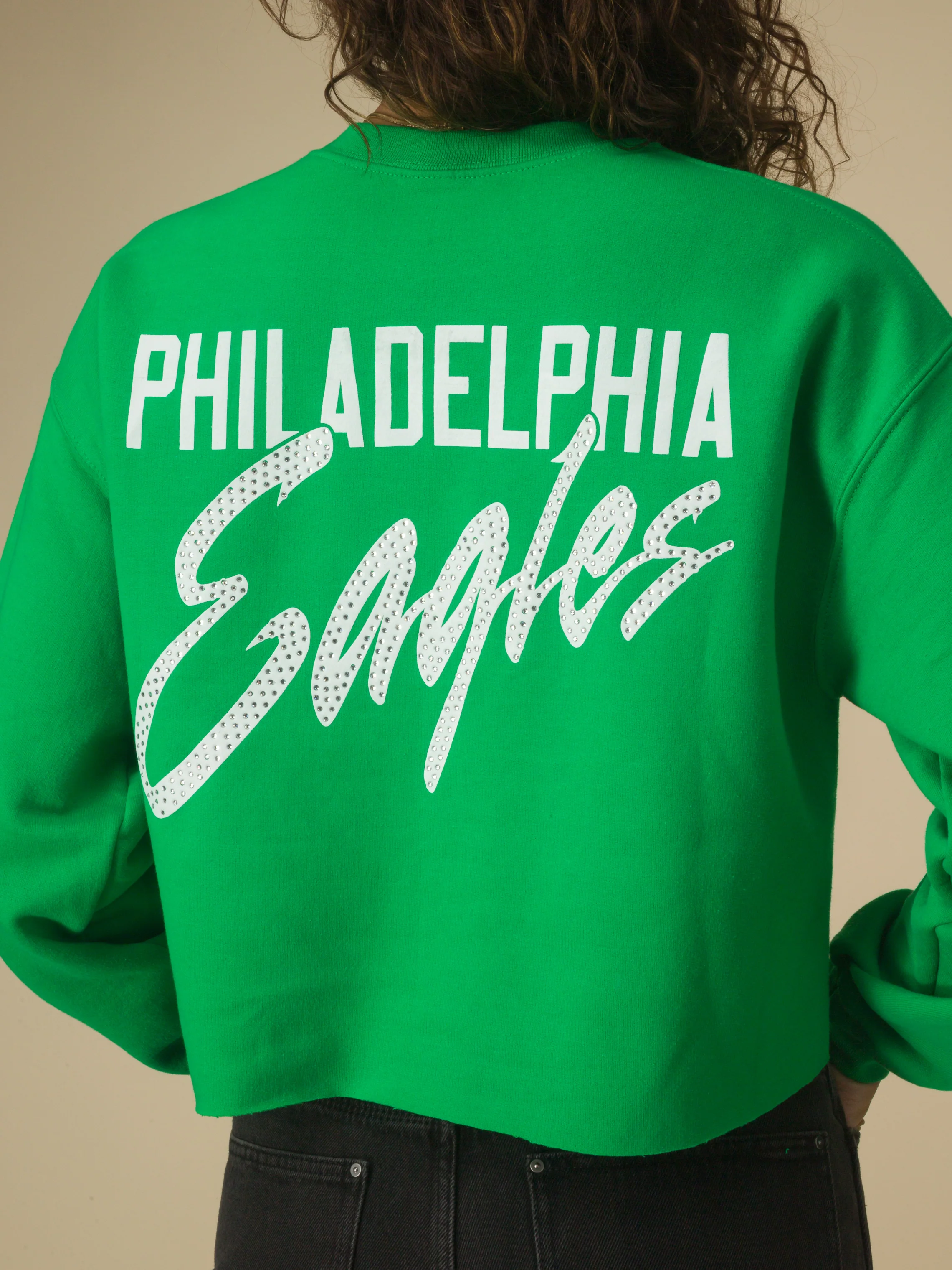 Women's Philadelphia Eagles Bling Flea Market Crop Fleece - Image 2