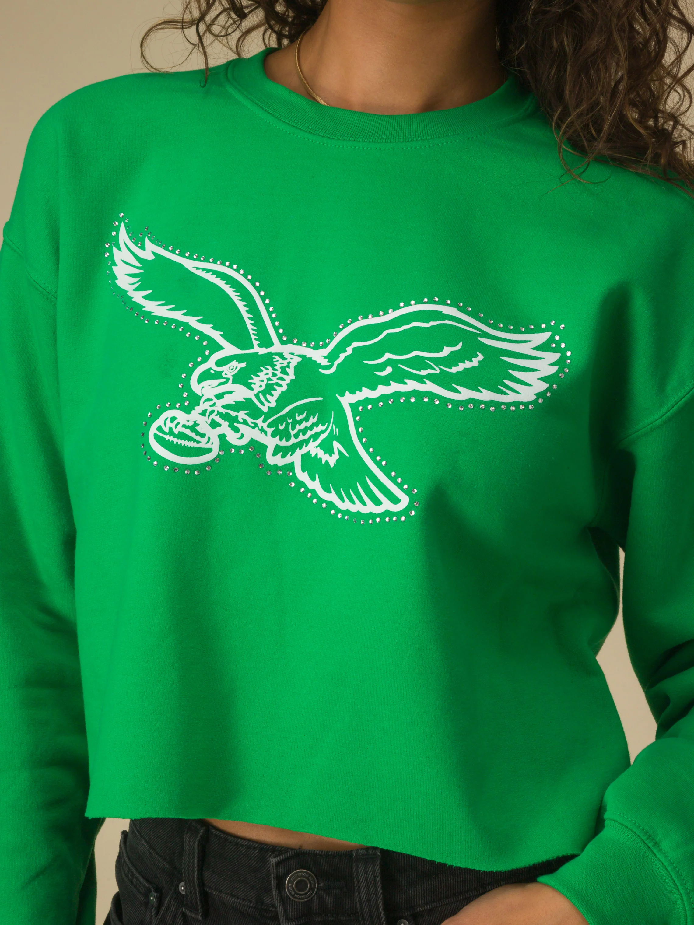 Women's Philadelphia Eagles Bling Flea Market Crop Fleece - Image 4