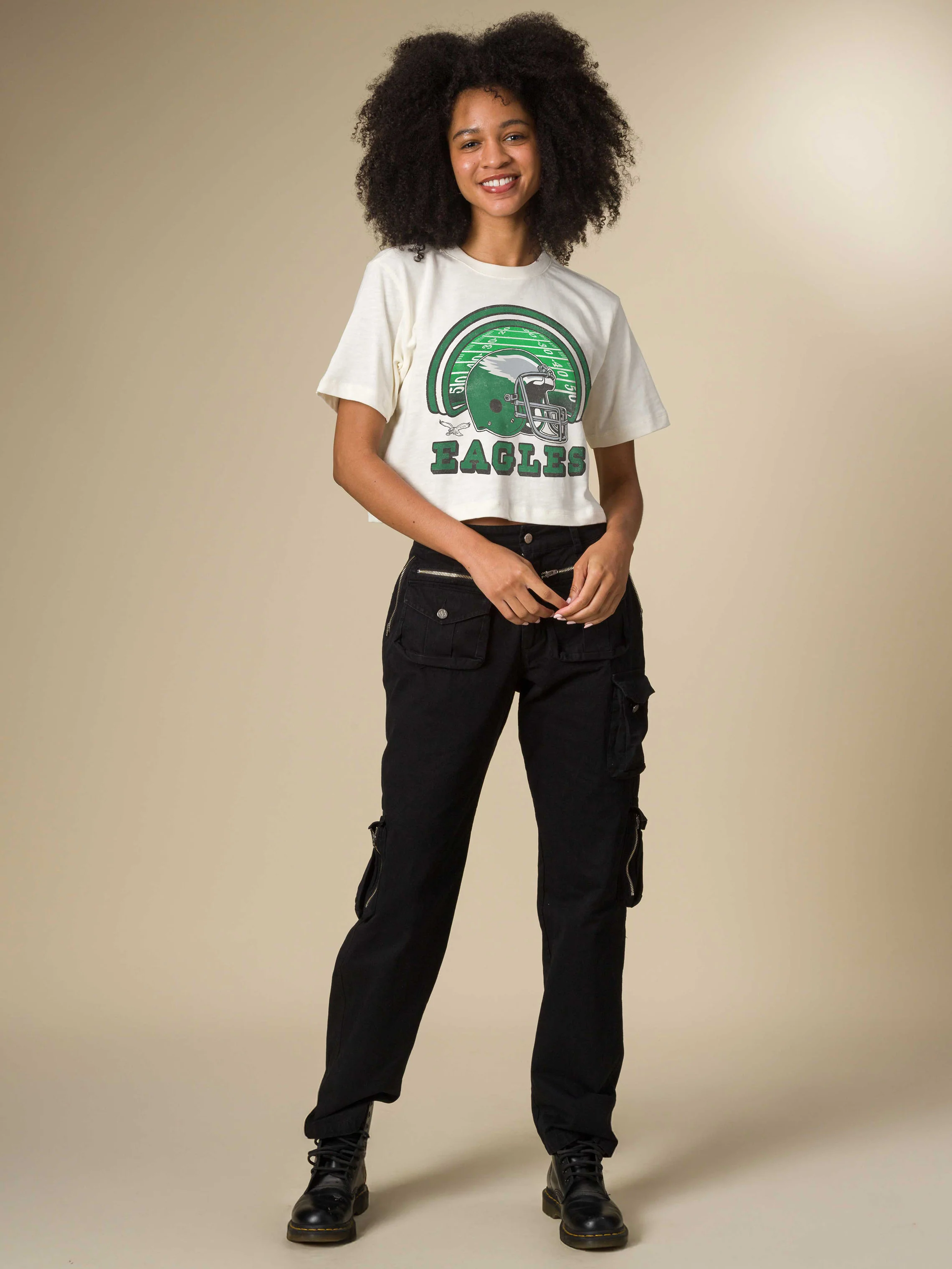 Women's Philadelphia Eagles Game Time Mock Neck Crop Tee - Image 2