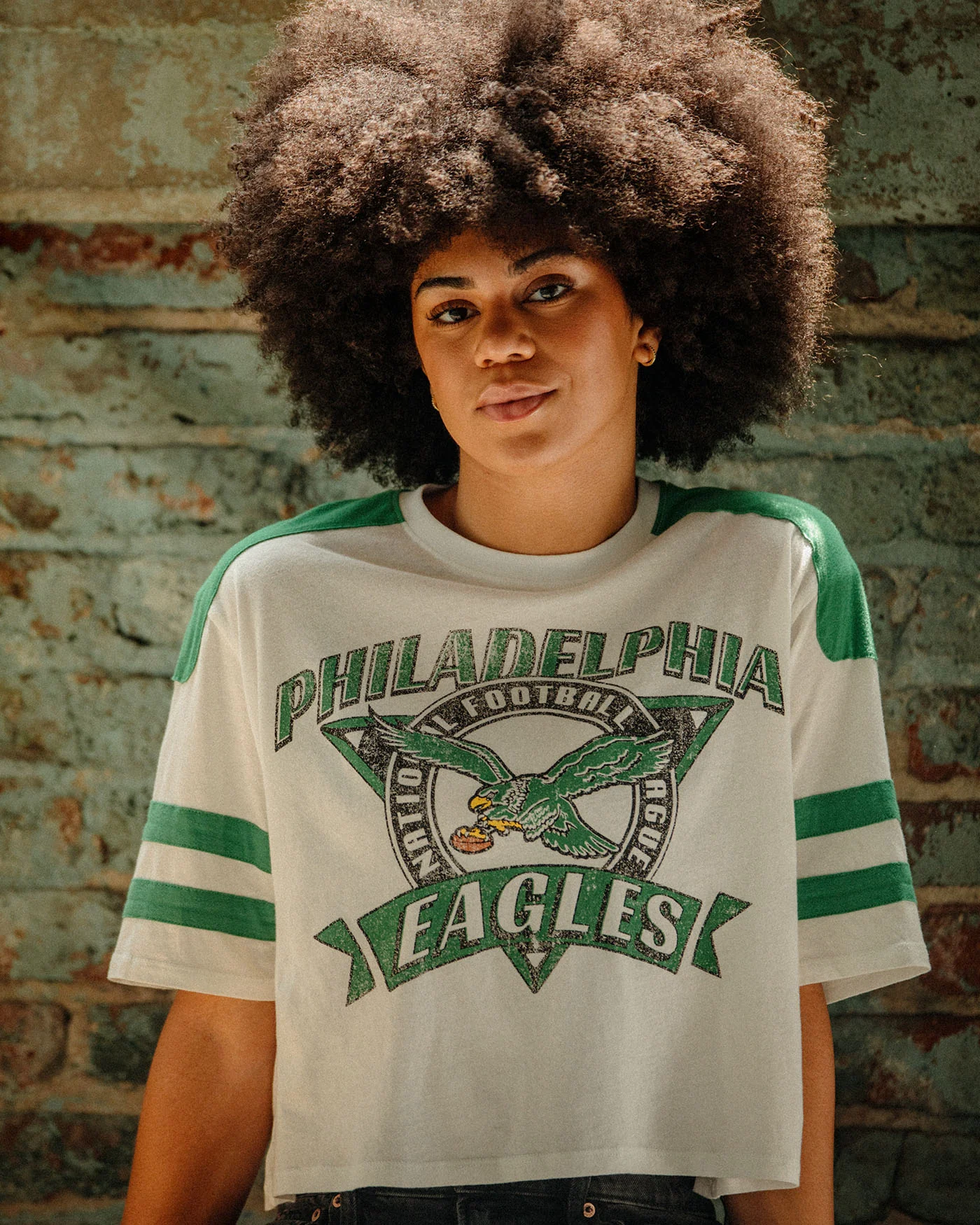 Women's Philadelphia Eagles Striped Crop Tee - Image 3