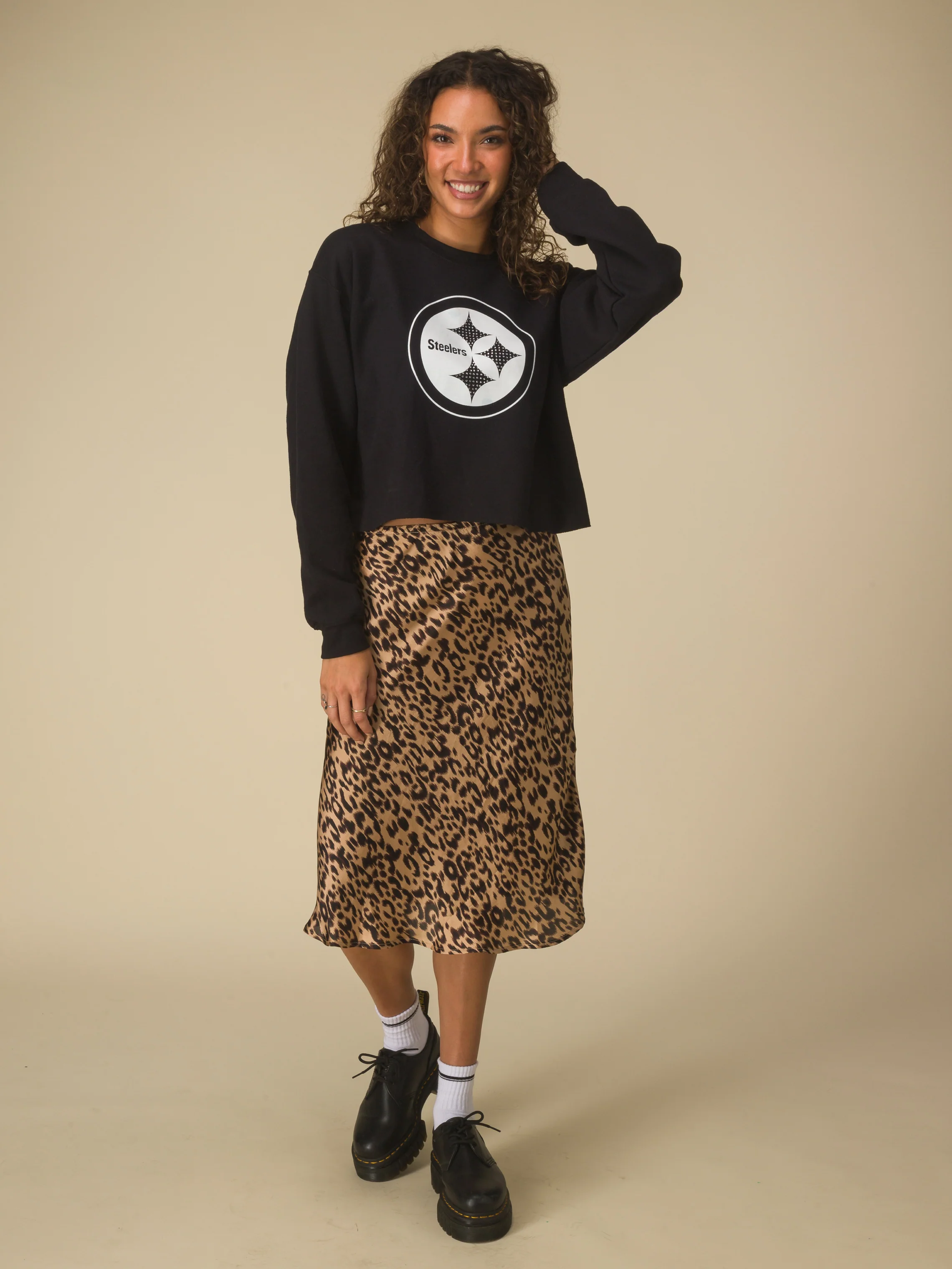 Women's Pittsburgh Steelers Bling Flea Market Crop Fleece - Image 3