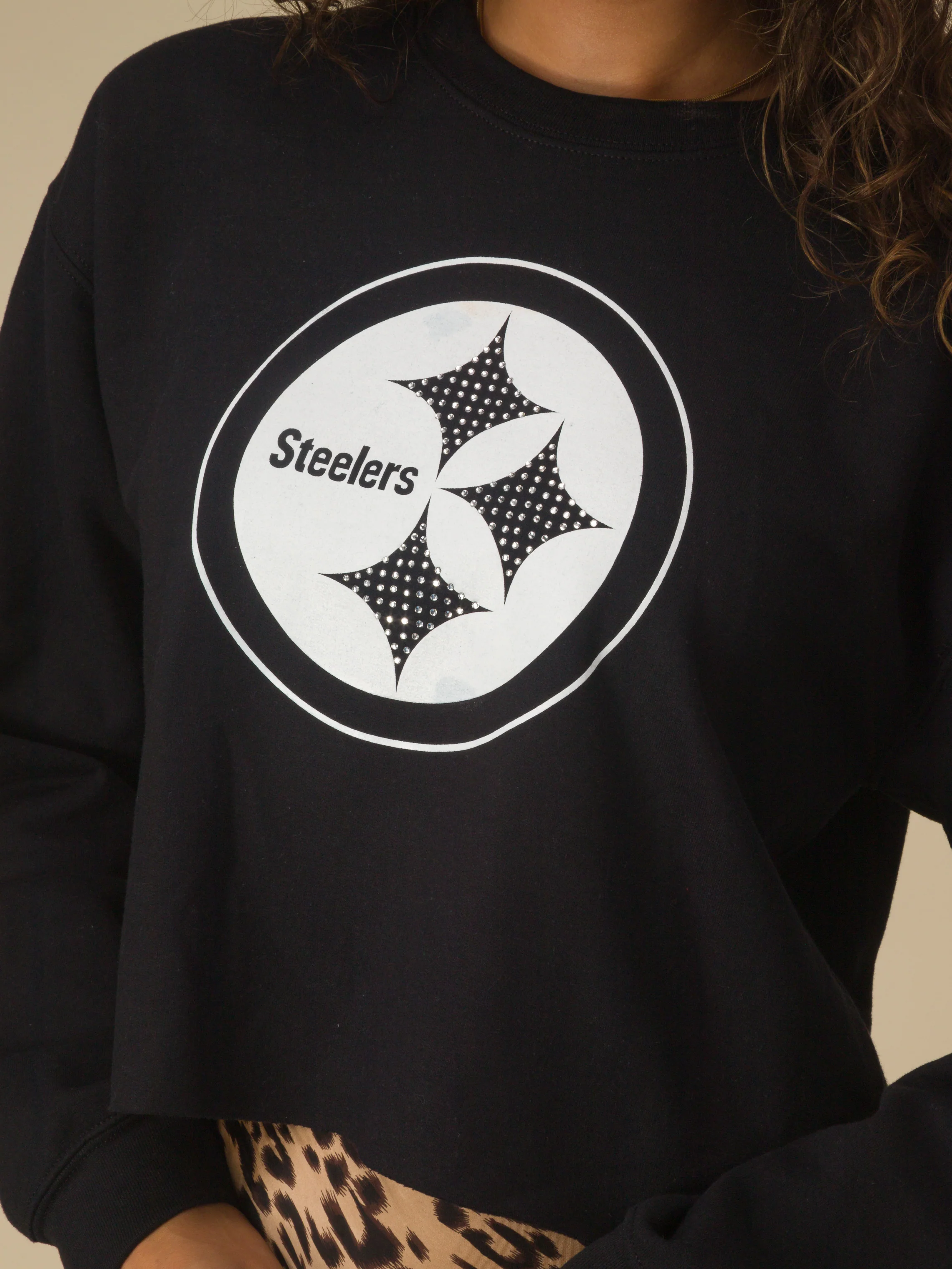 Women's Pittsburgh Steelers Bling Flea Market Crop Fleece - Image 7