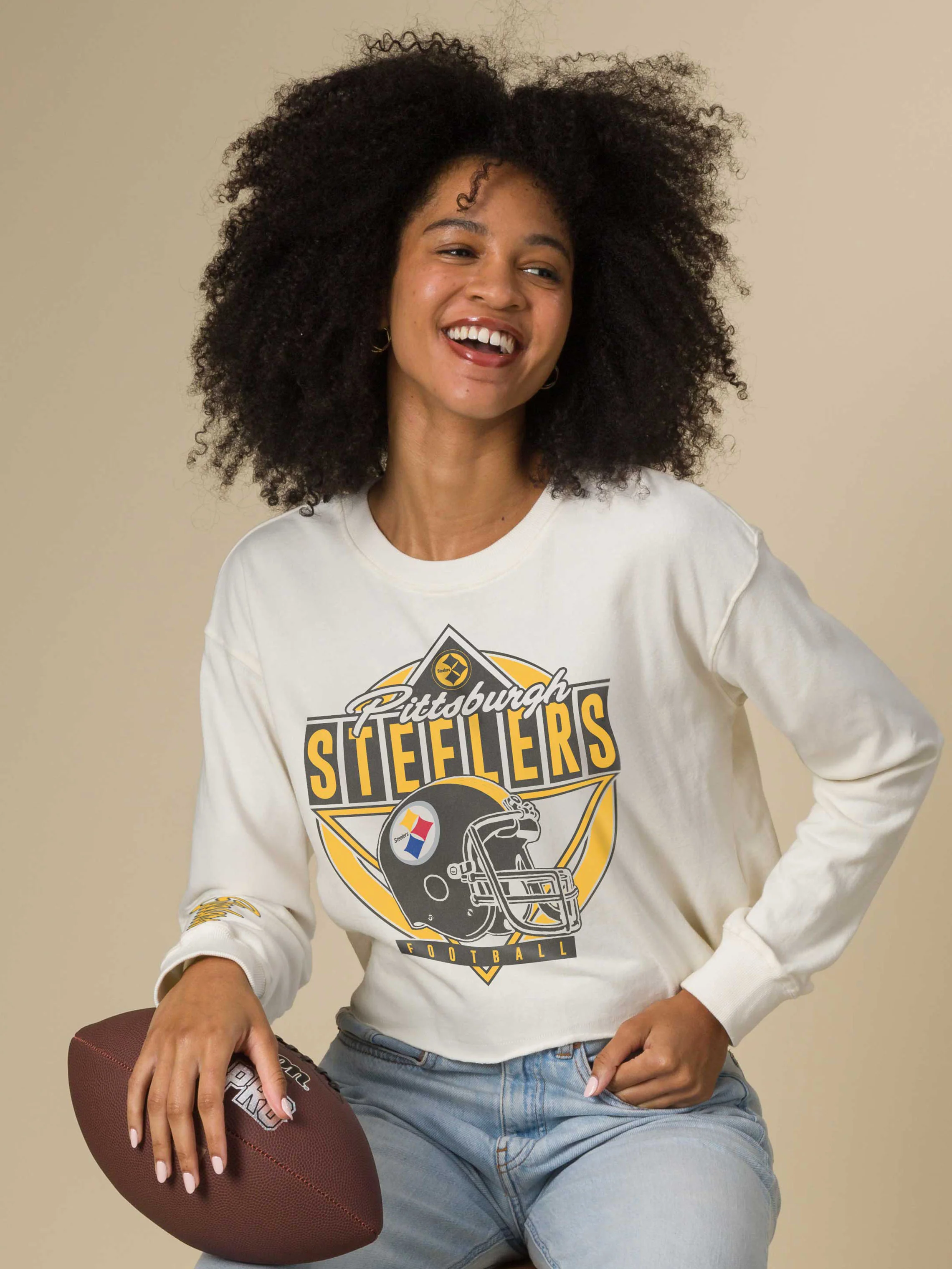 Women's Pittsburgh Steelers Helmet Crop Fleece - Image 2