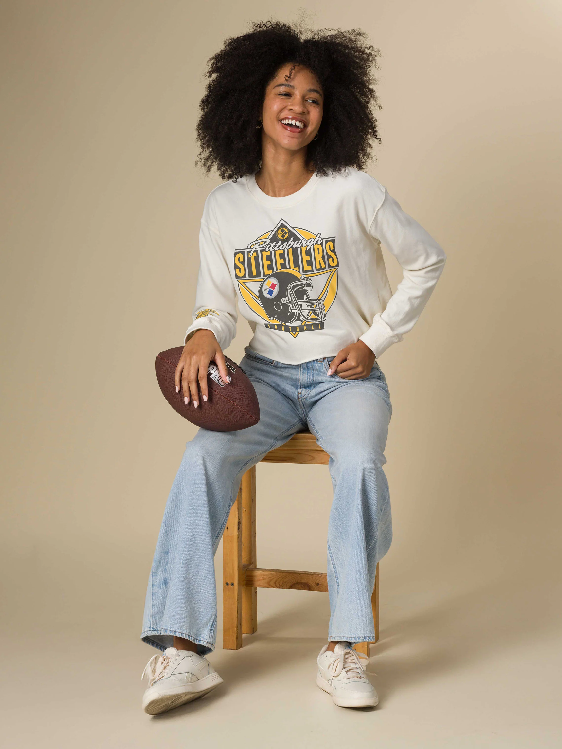 Women's Pittsburgh Steelers Helmet Crop Fleece - Image 3