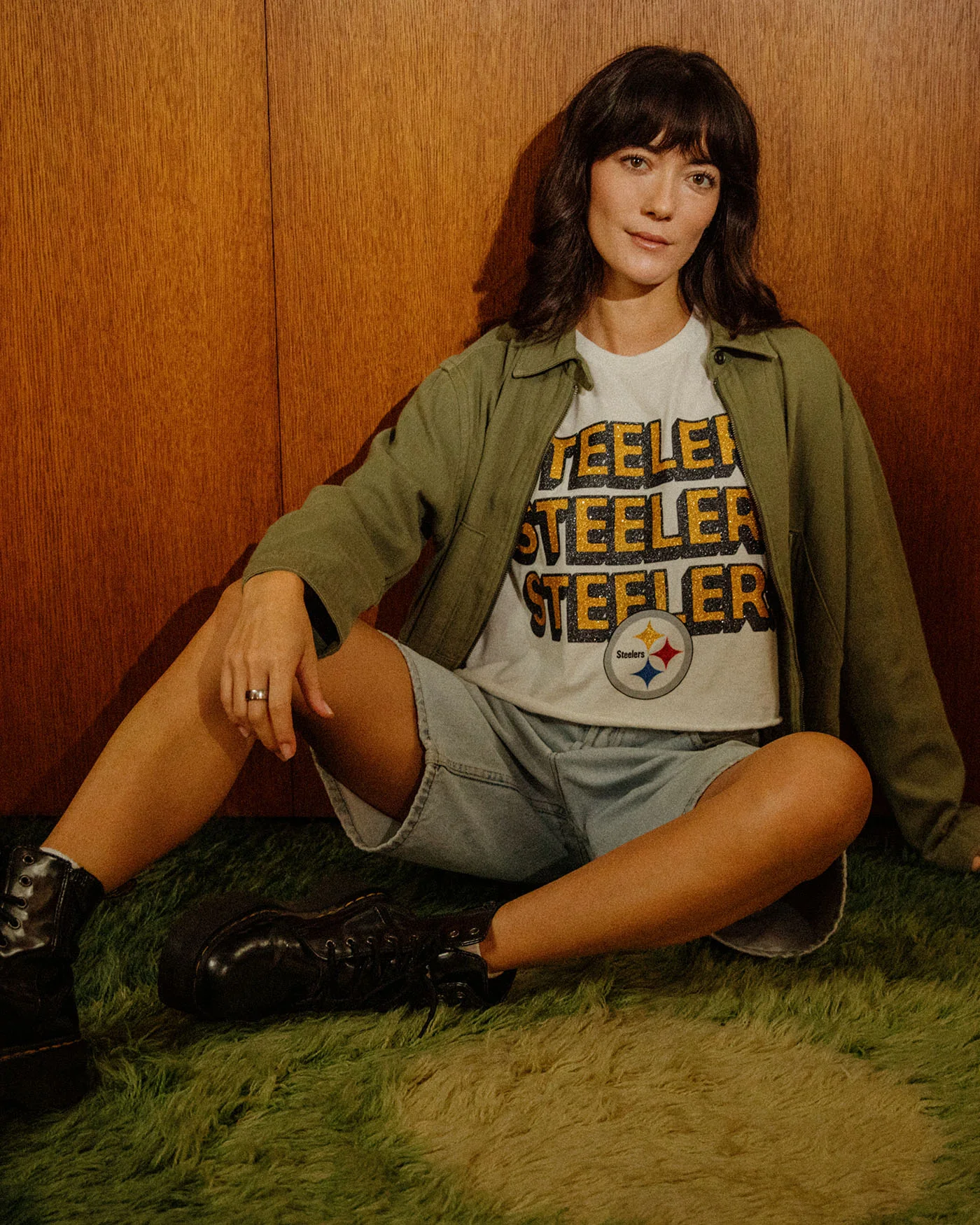 Women's Pittsburgh Steelers Repeat Glitter Flea Market Crop Tee - Image 2