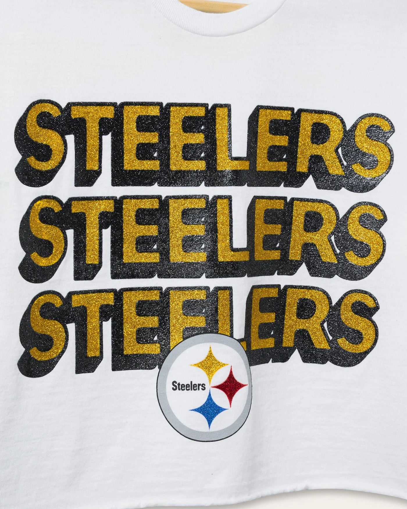 Women's Pittsburgh Steelers Repeat Glitter Flea Market Crop Tee - Image 4