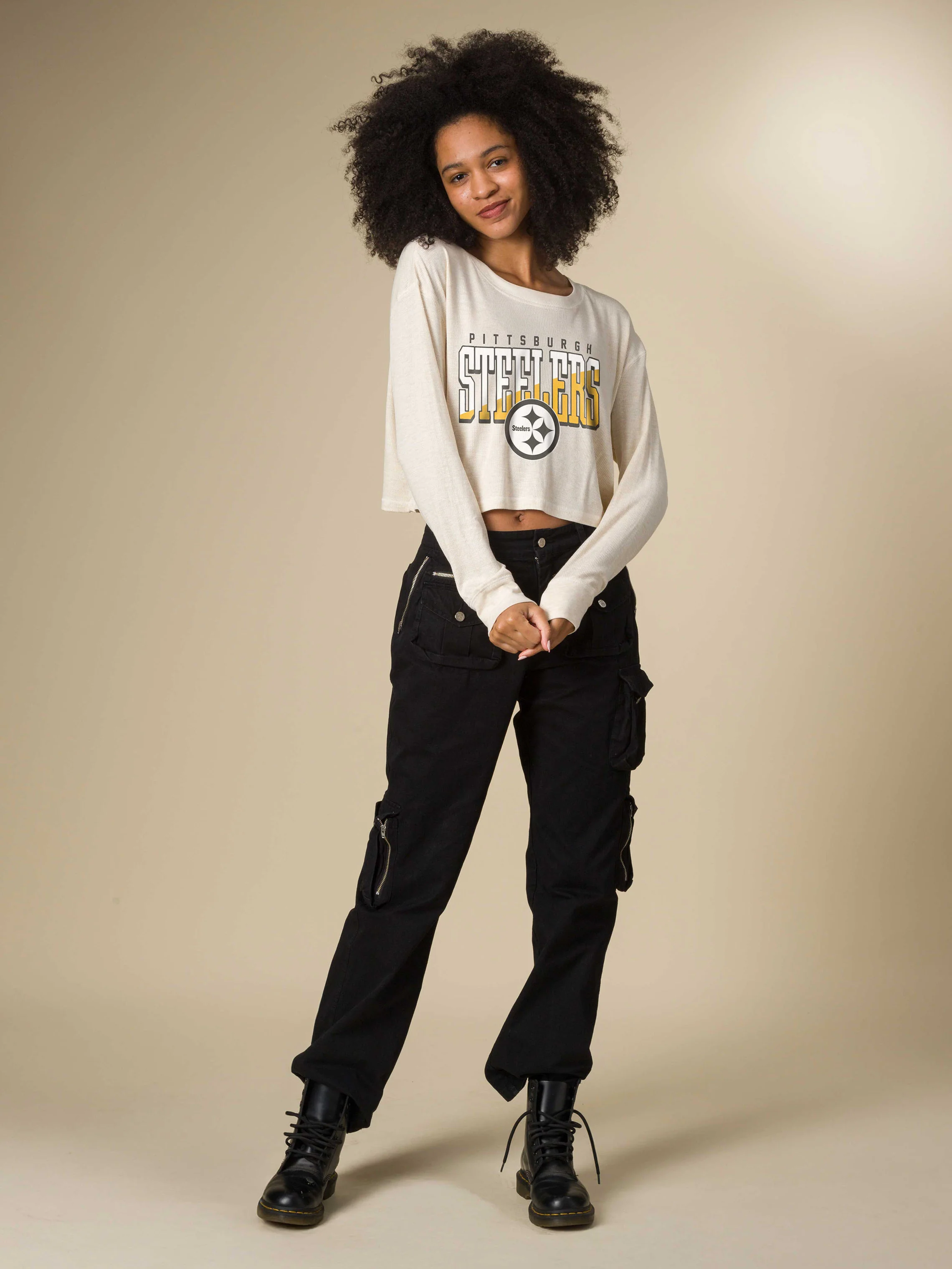 Women's Pittsburgh Steelers Slant Crop Thermal - Image 3