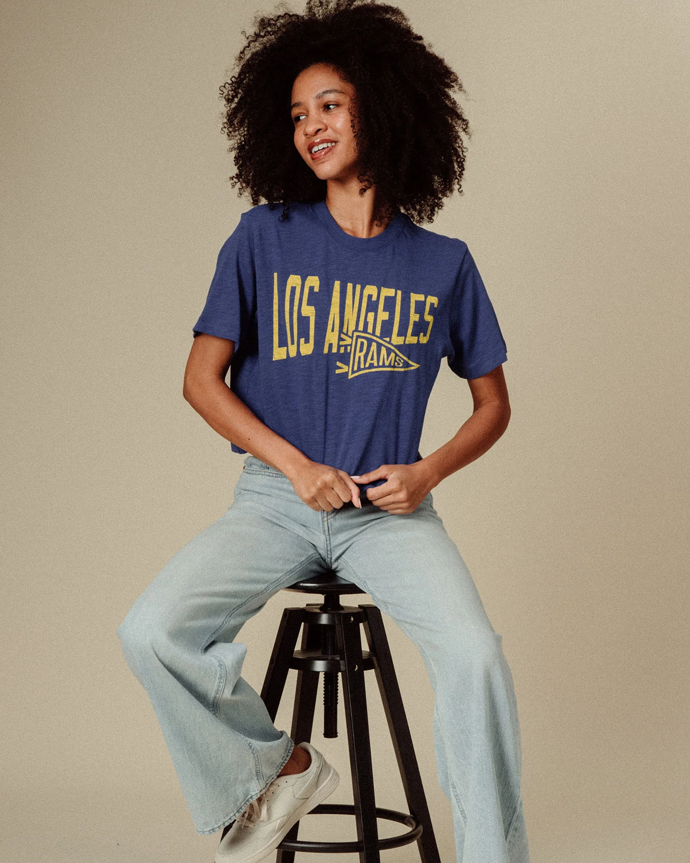 Women's Los Angeles Rams Dual Threat Mock Neck Crop Tee - Image 2