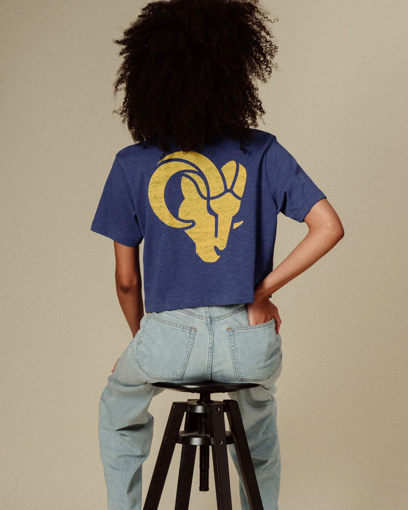 Women's Los Angeles Rams Dual Threat Mock Neck Crop Tee - Image 3