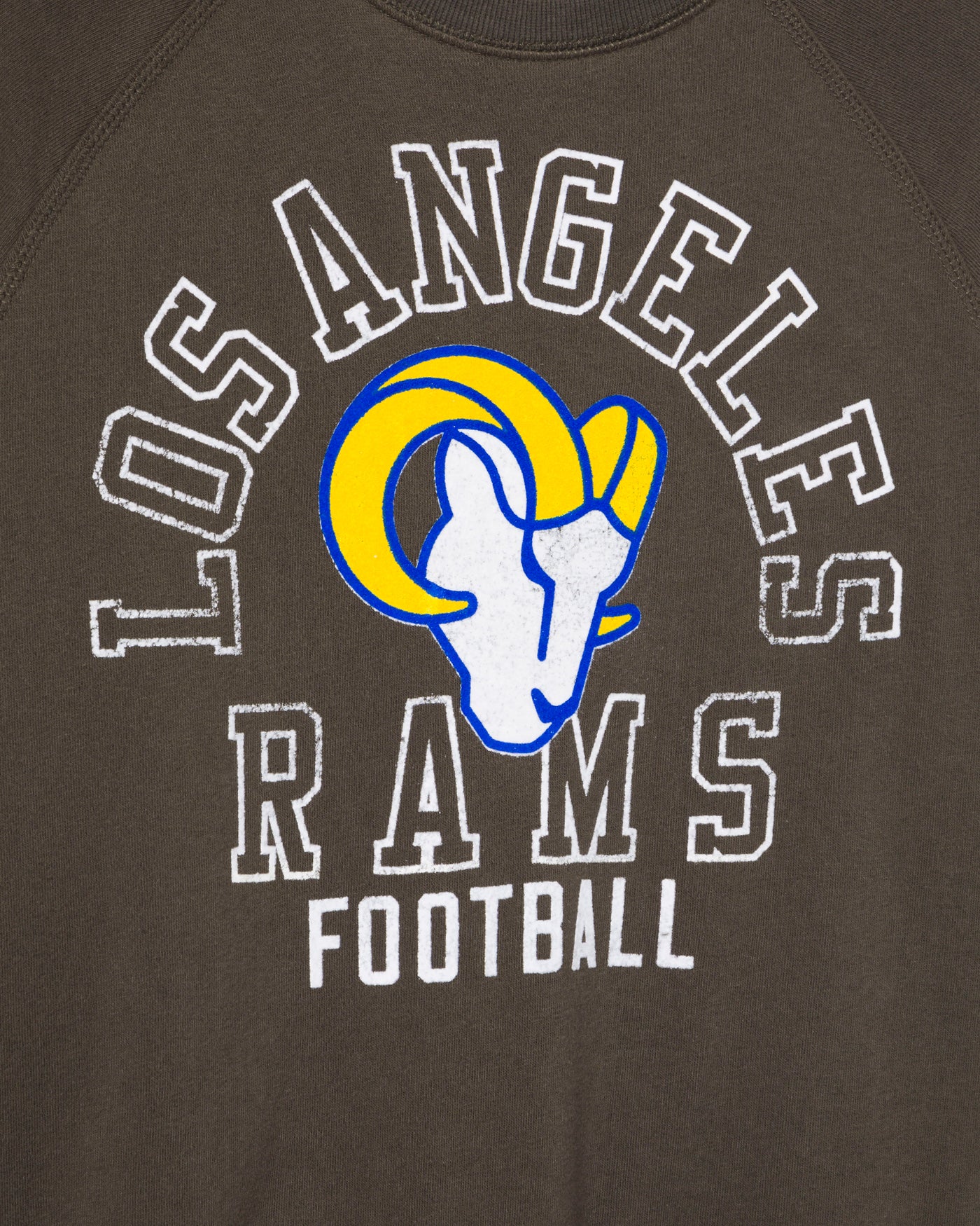 Women's Los Angeles Rams Flocked Raglan Crew Fleece - Image 3