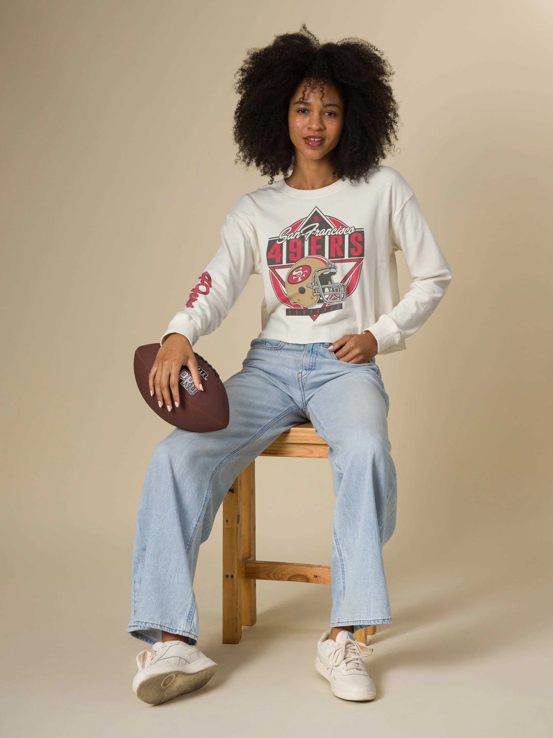 Women's San Francisco 49ers Helmet Crop Fleece - Image 3