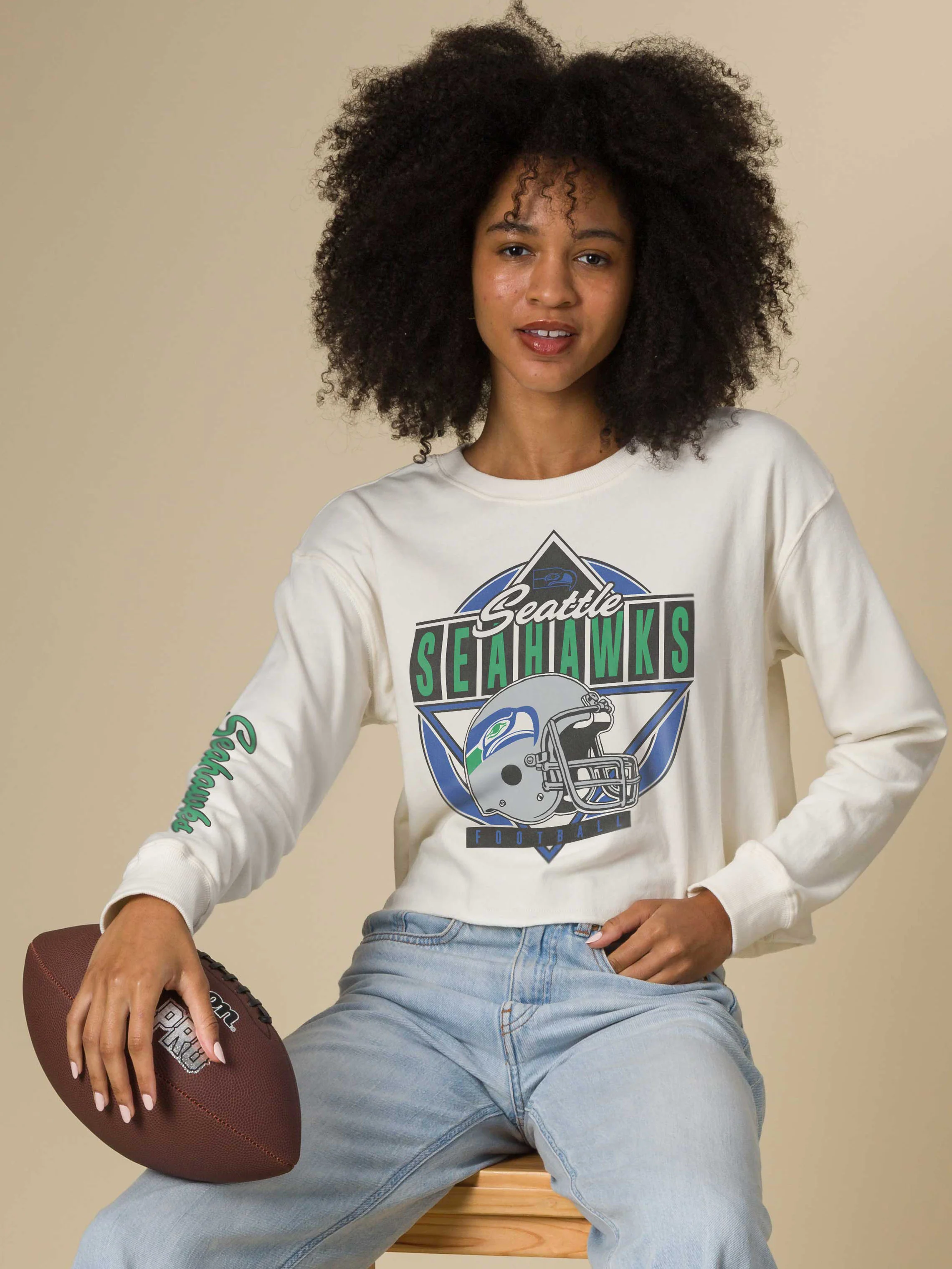Women's Seattle Seahawks Helmet Crop Fleece - Image 2
