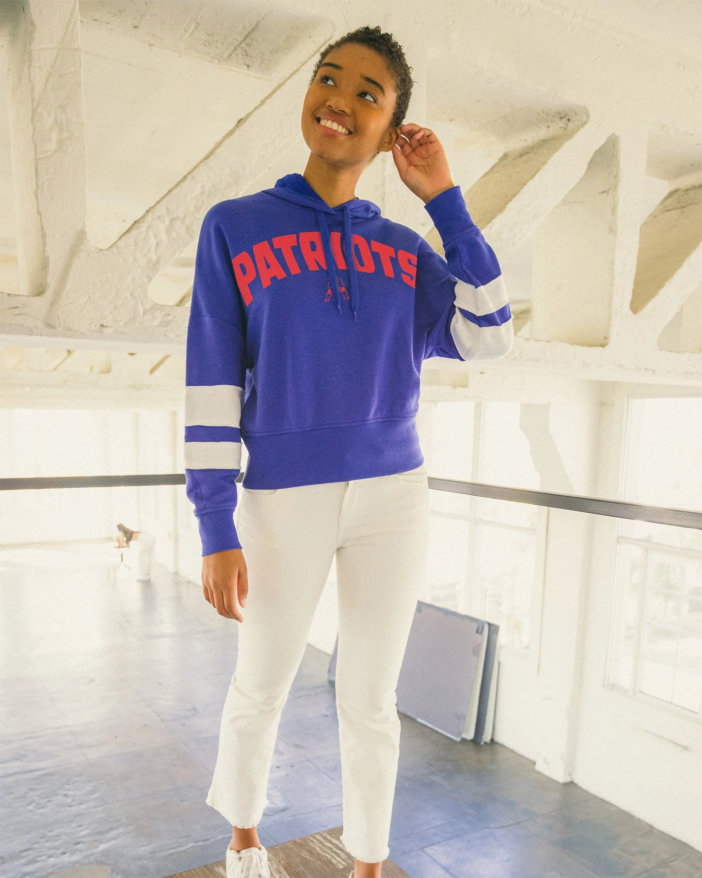 Women's NFL New England Patriots Sideline Striped Fleece - Image 2