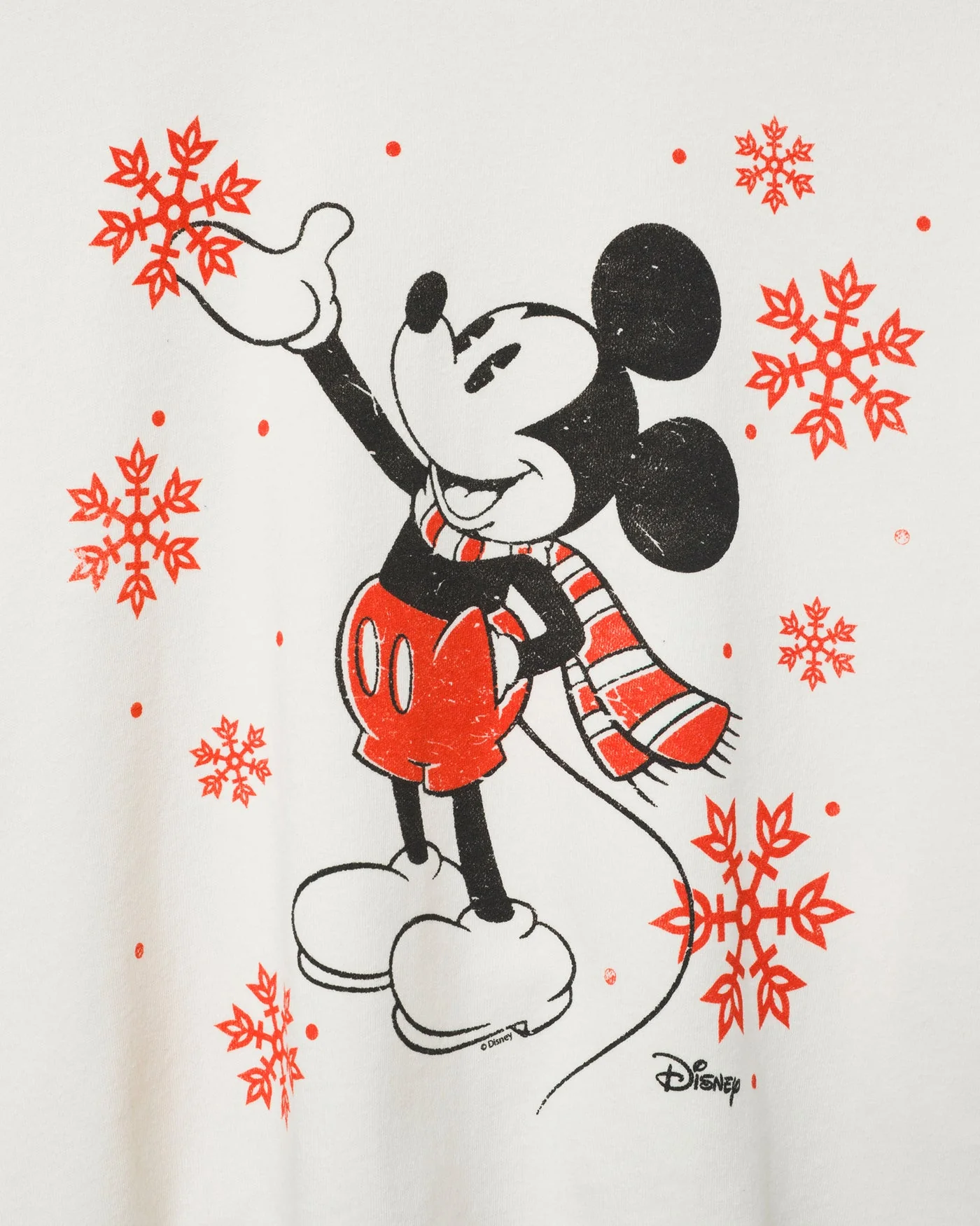 Women's Snowflake Mickey Crop Crew Fleece - Image 3