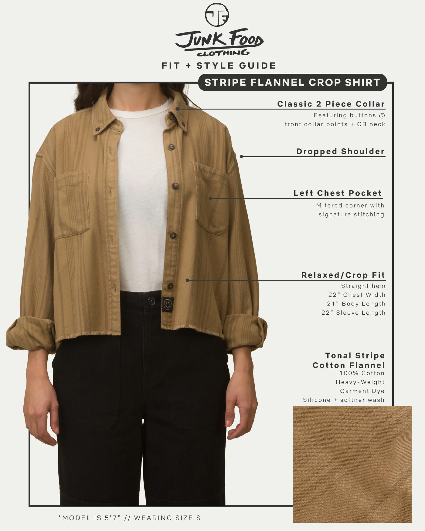 Women's Tonal Stripe Flannel Crop Shirt - Image 7