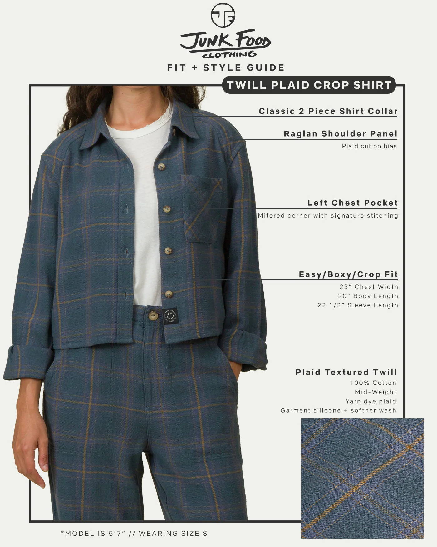 Women's Twill Plaid Crop Shirt - Image 10