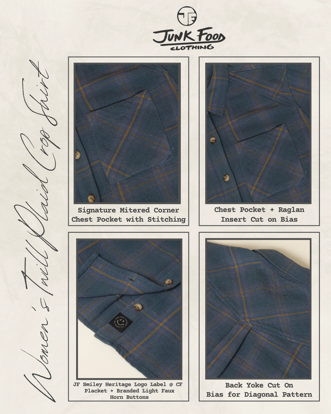 Women's Twill Plaid Crop Shirt - Image 9